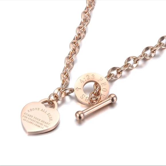 2 Piece Set! Choker & Bracelet Proverbs 4:23 Heart - Picture 1 of 13